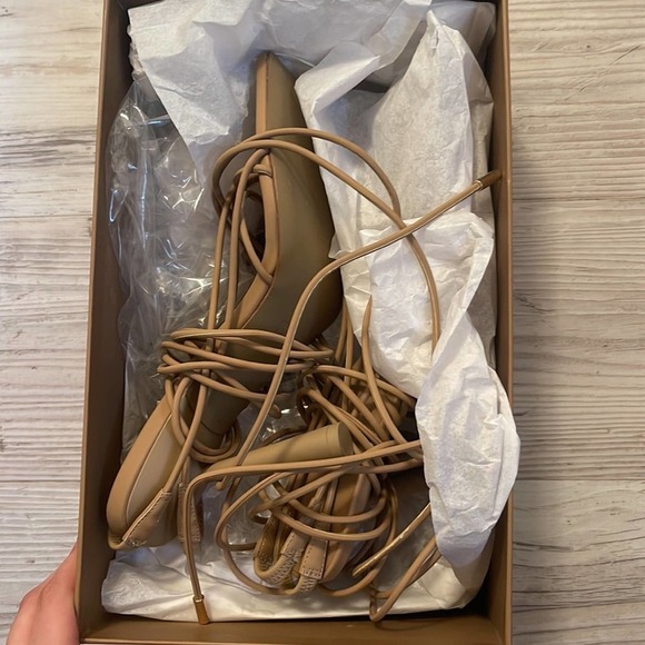 GIA BORGHINI x RHW Tall Lace Up Sandal in Biscotti size 37.5 - Picture 6 of 9